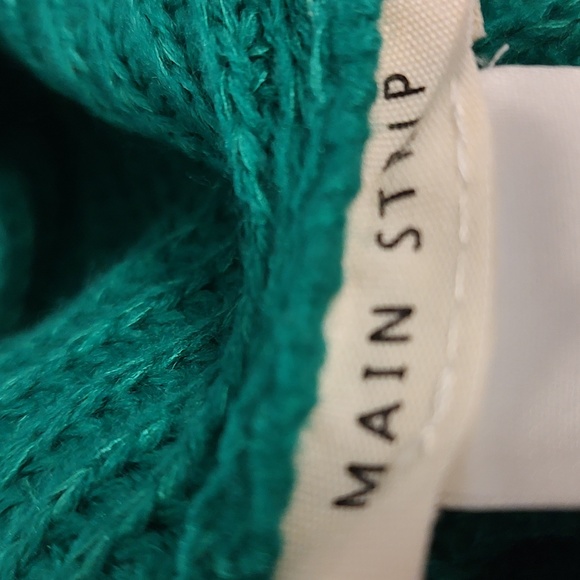 New Green V Neck Main Strip Knit Sweater w/ Knot in Back sz Large - Picture 2 of 6